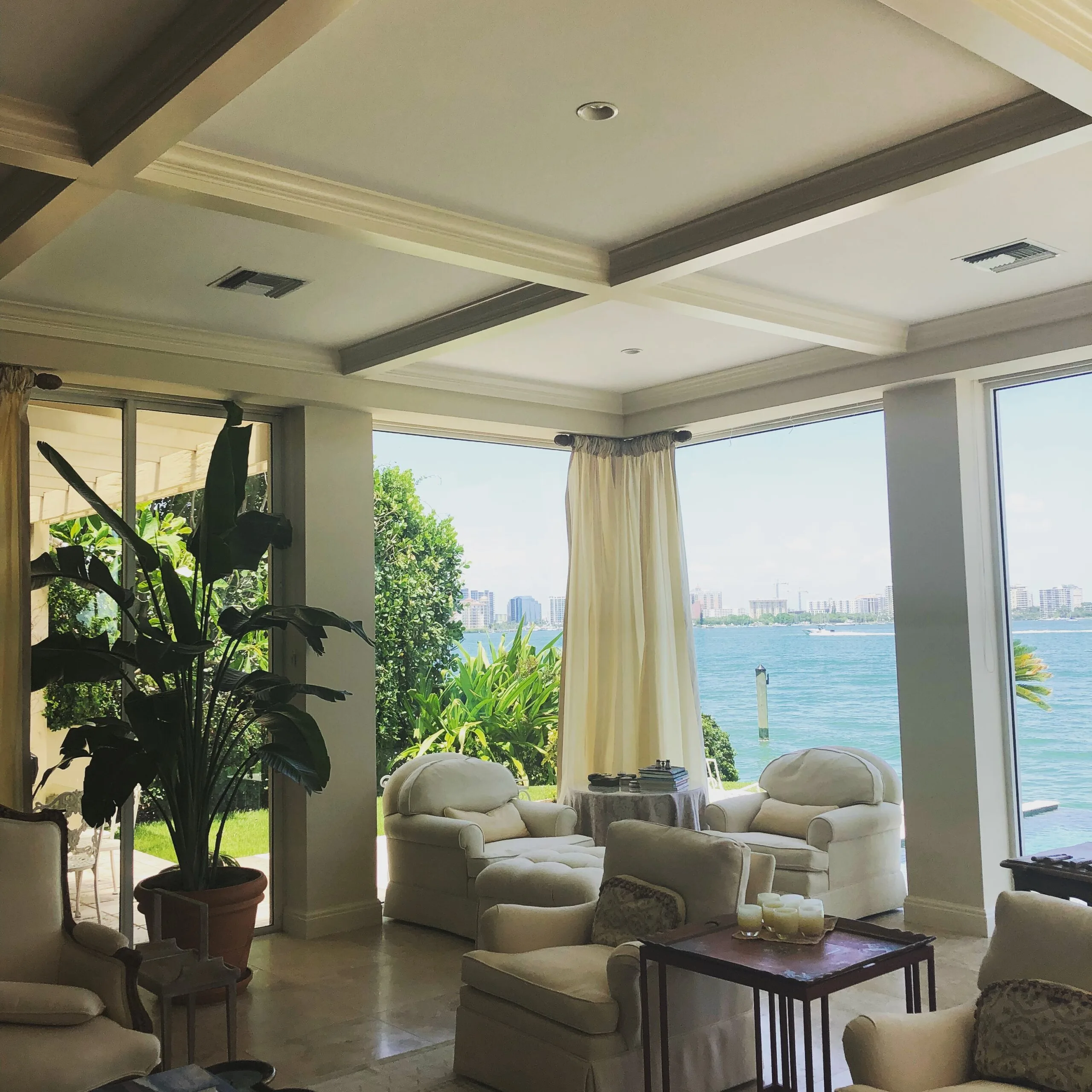 a room coffered ceiling painted antique white