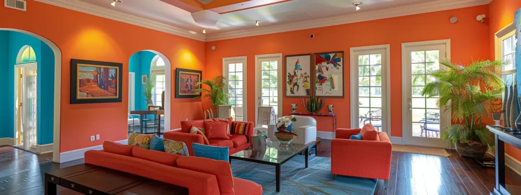 an experienced painter in a vibrant sarasota home meticulously covers walls with bright, fresh paint while a satisfied homeowner observes, highlighting the importance of professionalism and clear communication in selecting the right contractor.